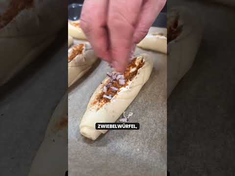 Gefüllte Laugenstangen mit Käse und Schinken 🧀