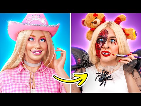 FROM PINK QUEEN to MONSTER! 💖➡️ 👹 EXTREME Halloween Makeover for the PARTY! 🎃🔥