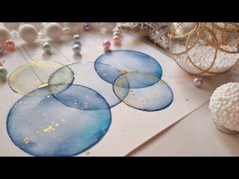 Painting CHRISTMAS Magic Holiday Bubbles with WATERCOLORS
