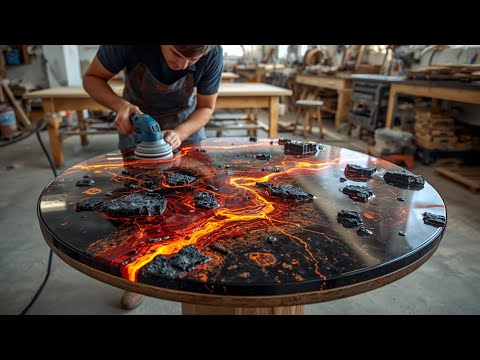 A Table I Built from Forgotten Wood   and Glossy Epoxy Resin— Where Wood Comes Alive