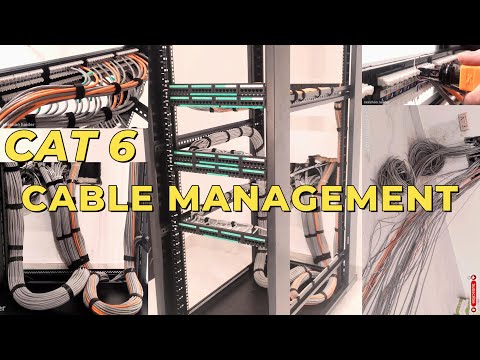 CAT6 Cable Management in 42U Cabinet with Patch Panel Use Velcro Installation Network Data Server