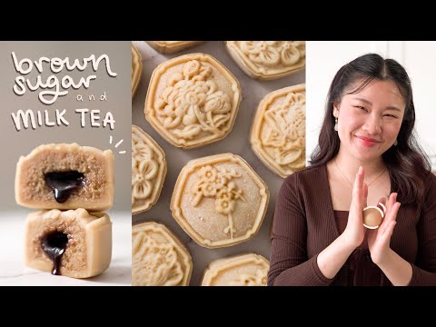 Brown Sugar Milk Tea Snow Skin Mooncakes Recipe | 黑糖奶茶冰皮月饼