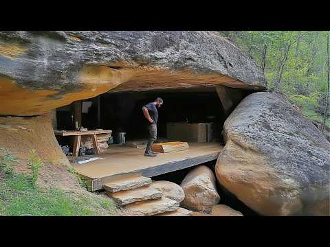 Man Builds Hidden UNDER-ROCK Home in the Jungle | Start to Finish by @Bushcraft Ideas