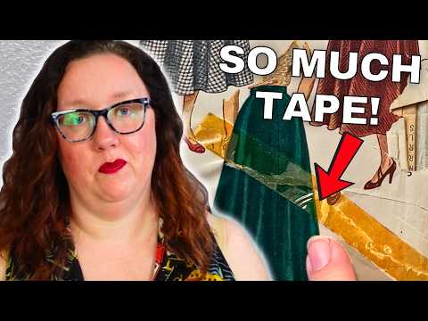 I opened 1950's Mystery Pattern Box (so much tape...)