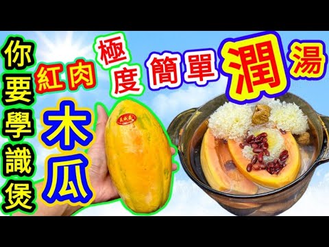 最簡單滋潤湯🔵Pork bones soup with snow fungus and papaya🔴