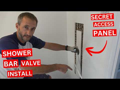 Shower bar valve installation with SECRET plumbing access panel. Full plumbing & bar valve mount.