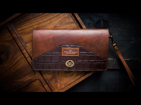 MAKING A LEATHER CLUTCH WITH ALLIGATOR ACCENTS! (Sounds of the workshop)