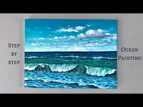 Ocean Painting STEP by STEP Acrylic on Canvas (ColorByFeliks)