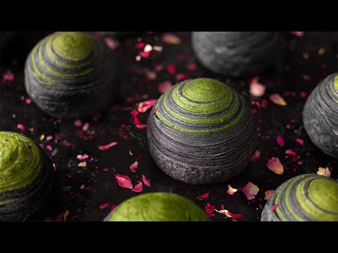 百香果流心螺旋酥 黑芝麻抹茶千层酥月饼 passion fruit pastry