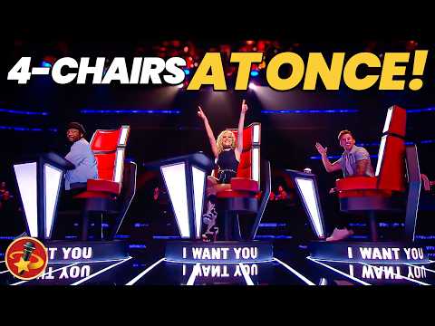 SIMULTANEOUS 4-Chair Turns on The Voice!