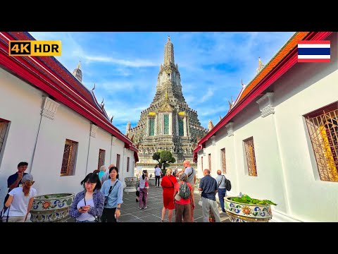WAT ARUN Bangkok Walking Tour | Temple of Dawn | 4K HDR 🌅🏯