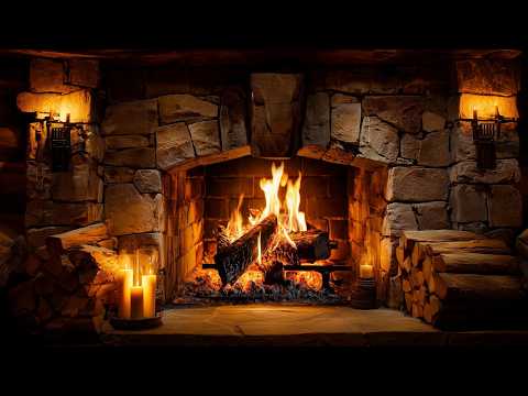 March Fireplace Night Retreat | Warm Crackling Logs & Fire Sounds for Chill Mood and Stress Relief