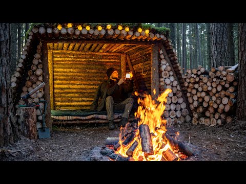 3 Days in a Survival Shelter. Building a warm cozy shelter for survival in the wild. Bushcraft. ASMR