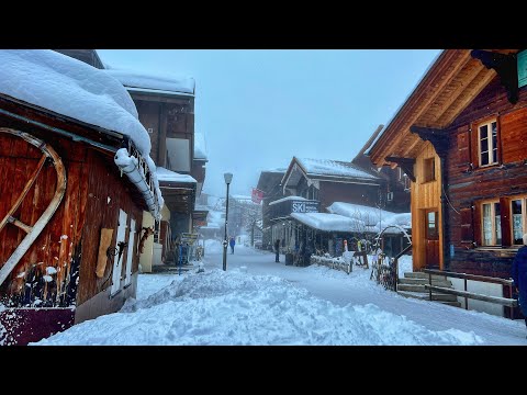 Snowy walk in Switzerland countryside -The most beautiful Swiss villages - Winter wonderland