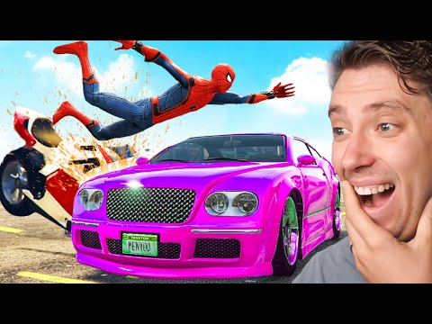 Playing GTA 5 as Spiderman and Crashing EVERYTHING (ragdolls and fails)