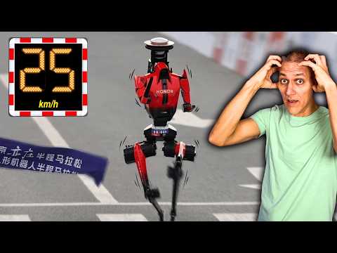 World record in Beijing: Humanoid robots run a marathon at 25 km/h!