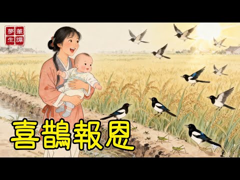 災荒年，寡婦抱著啼哭的嬰兒吃糠咽菜，卻日日省米餵門口喜鵲，村人都笑她瘋癲。誰知開春蟲災肆虐，別家顆粒無收時，竟有鳥群日夜守護她家稻谷，為母子留下活路！#故事#民間傳說#奇遇#報恩#原創故事