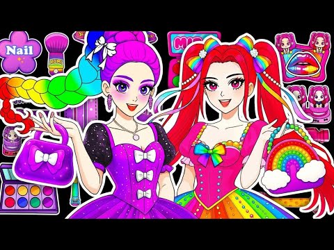 💖Paper DIY💖KPOP DEMON HUNTERS RUMI Mira Colorful Hair +Skincare + Makeup +Fashion Blind Bag Unboxing