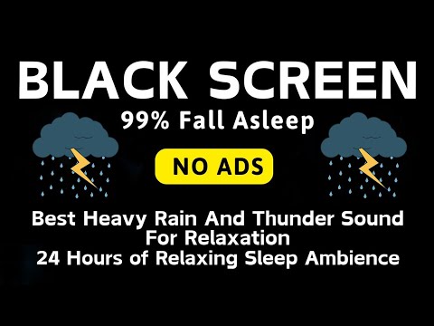 🔴 Heavy Rain and Thunder Sounds for Sleeping - Black Screen | Defeat Insomnia in 5 Minutes