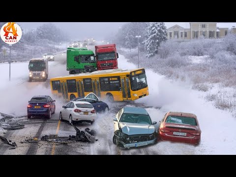 Icy Road Madness Caught on Camera - Breathtaking Winter Car Crashes #28