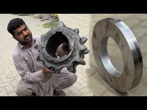Broken Double Chain Sprocket Repaired with Expert Lathe Technique | Sprocket Repaired Like New
