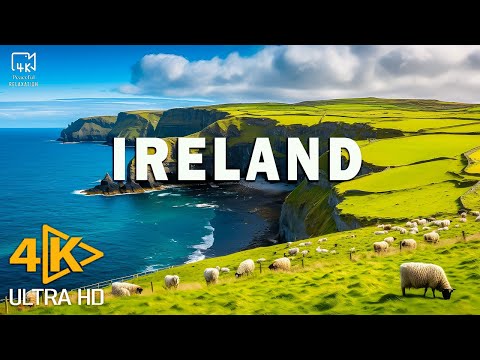 FLYING OVER IRELAND (4K UHD) - Amazing Beautiful Nature Scenery with Relaxing Music | 4K VIDEO UHD