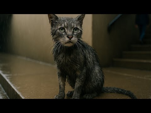 Кошка сидела под дождем и плакала, ей некуда было идти. И только один человек обернулся…
