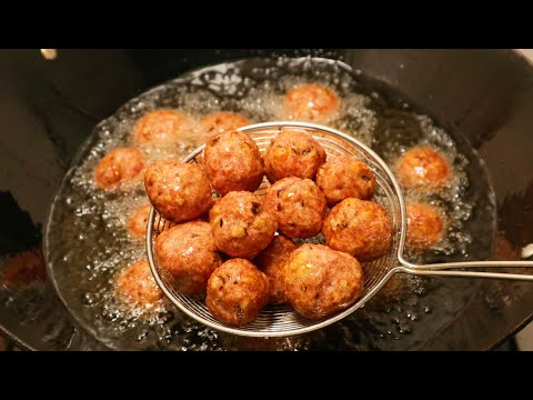 炸肉丸，记住别放面粉和鸡蛋，饭店大厨教你一招，外酥里嫩超弹牙