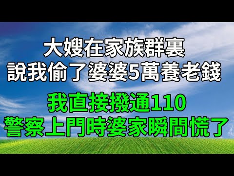 大嫂在家族群裏，說我偷了婆婆5萬養老錢。我直接撥通110 ，警察上門時婆家瞬間慌了 ！#原创视频 #生活經驗 #人生感悟 #為人處世 #故事分享 #打脸