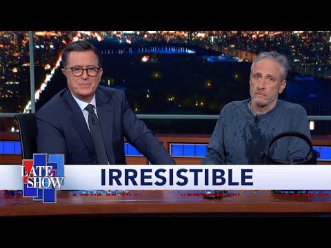 Jon Stewart Climbs Out From Under Colbert's Desk To Debut "Irresistible" Movie Trailer