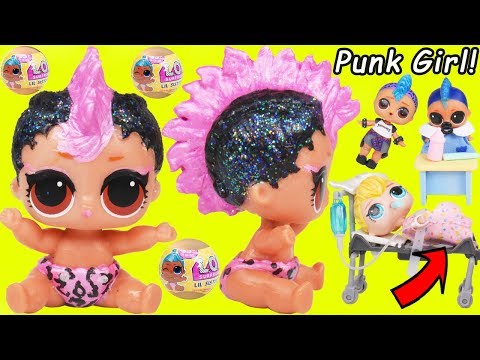 Lil Punk Girl Custom Sister as New Baby Boi at School + Pharaoh Babe Unicorn LOL Surprise Dolls