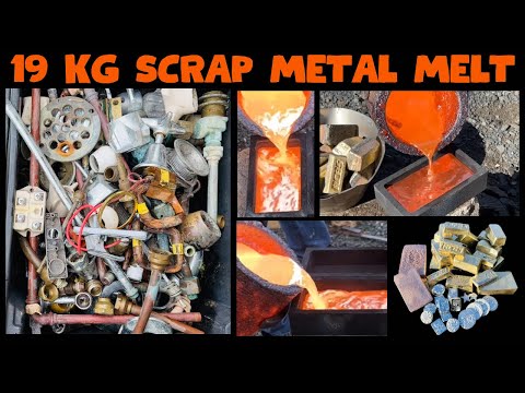 19KG Scrap Metal Melt - Bulk Bars - ASMR Metal Melting - BigStackD Copper Brass Zinc Casting