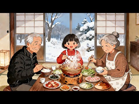 Cozy Winter with My Grandparents — Kimchi Jjigae & Roasted Sweet Potatoes| Cooking ASMR | Ghibli Day