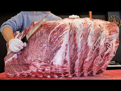 Amazing knife skills! Korean beef steak master / korean street food