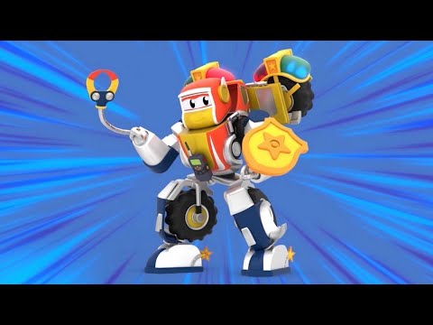 战斗 ！汽车机器人战斗！ | 拼接机甲 - 超级英雄救援 | 儿童卡车动画片