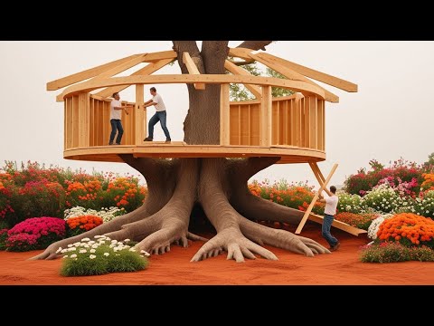 He Transforms Massive Timber Logs Into a Beautiful Treehouse!