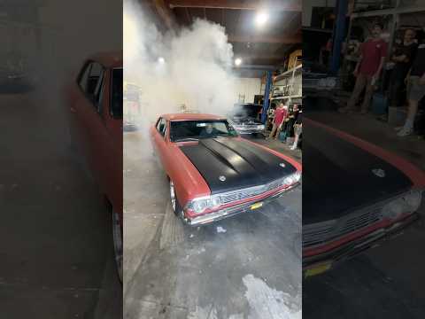Chevelle does burnout inside garage #carshorts #cars #funny #cartok