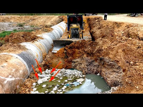 Perfectly Step BY Step Cutting Slope Delete Trash & Cleaning Install Huge Sewer Drain Pipe
