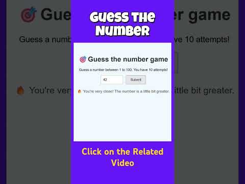 Guess the Number using HTML, CSS and JavaScript #coding #subscribe #javascript