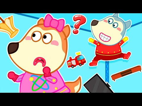 Baby Plays Hide and Seek with No Gravity! | Wolfy - Baby Cartoons