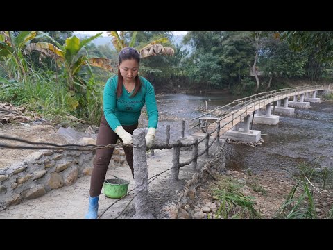 My Travel Holiday 115 Days Building a iron bridge 10k$ over stream - Build bridge railing cement