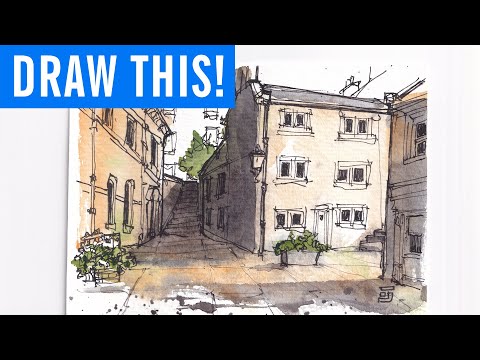 Simple Street DRAWING in THREE Colours! - Try THIS!!
