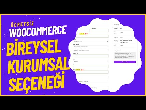Woocommerce Bireysel Kurumsal Seçeneği - Woocommerce WordPress Ödeme Formu - Ödeme Sayfası Düzenleme