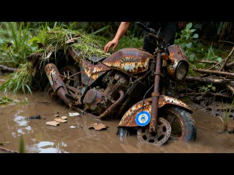 Uma jovem restaura completamente uma motocicleta que encontrou na água