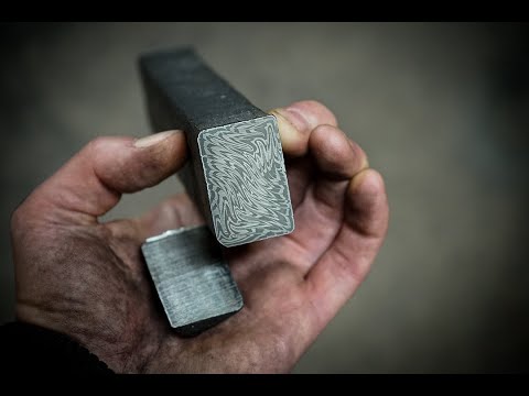 Making a chefs gyuto from fire pattern Damascus steel