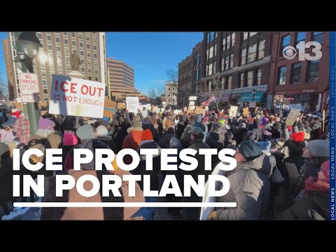 Thousands protest against ICE in Portland's Monument Square
