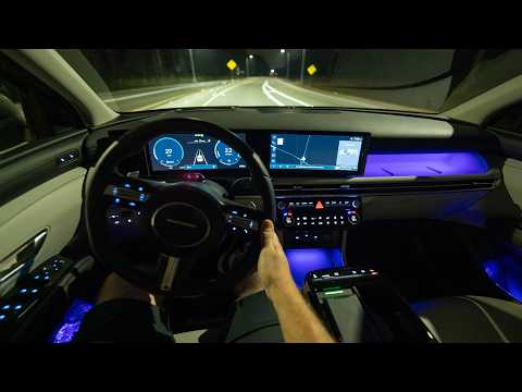 AT NIGHT 👉2025 Hyundai Tucson Hybrid Limited – Night Review: Headlights, Interior Lighting & Tech