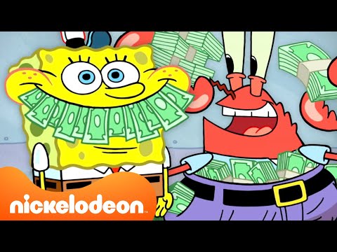 Губка Боб | Мистер Крабс КУПАЕТСЯ в деньгах 60 минут подряд 💸 | Nickelodeon Cyrillic