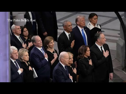 Trump departs Jimmy Carter funeral after shaking hands with Obama, Bush at National Cathedral