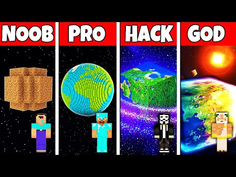 Minecraft Battle: NOOB vs PRO vs HACKER vs GOD INSIDE PLANET HOUSE BASE BUILD CHALLENGE in Minecraft